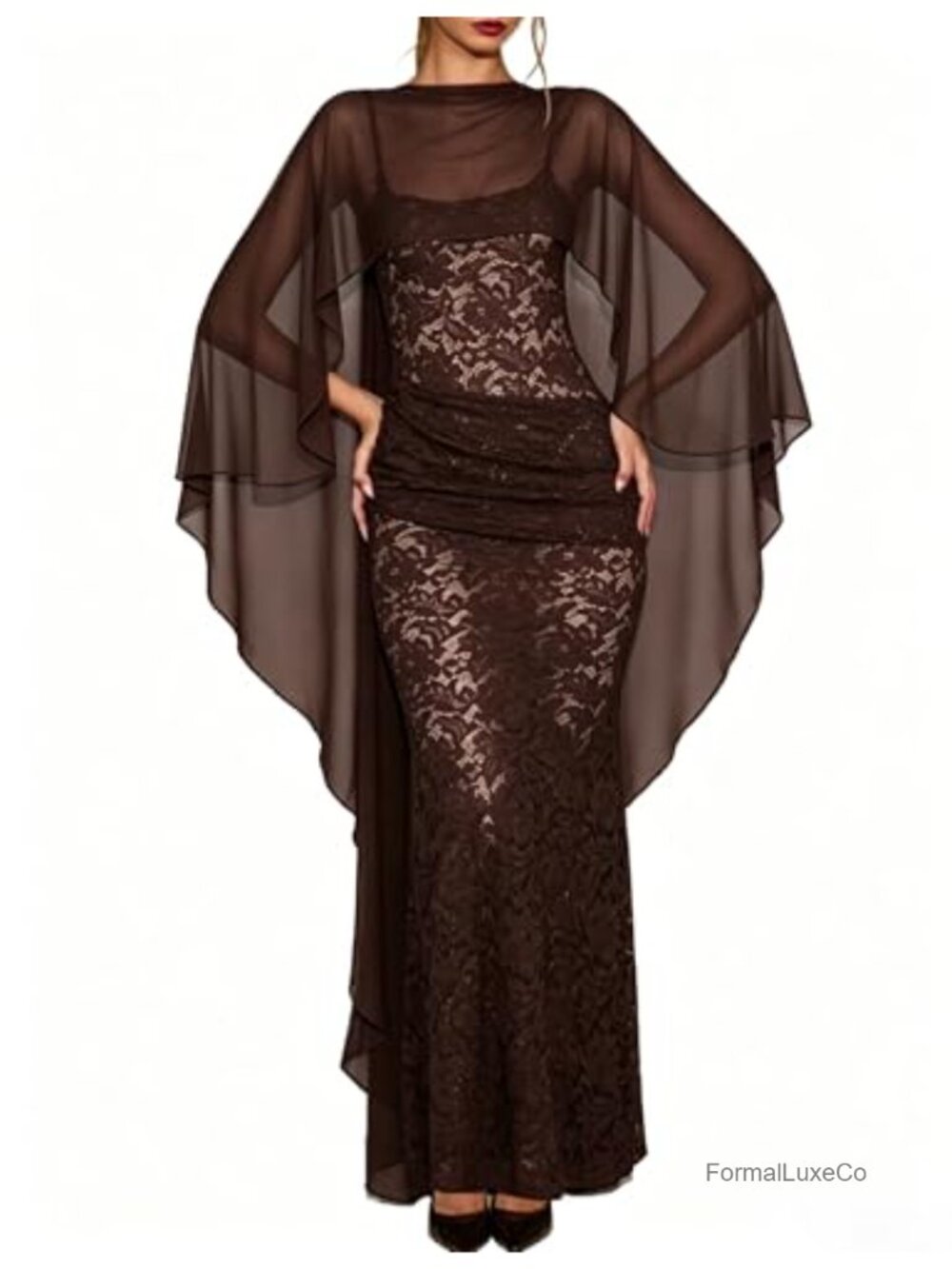 Sheer Chiffon Cape Shawl Wrap Bridal Capelet Formal Wedding Cover Up